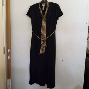 Scarlett Army Camo Secretary Bow Ribbon Scarf Midi Sheath Dress Size 9/10